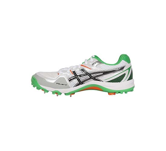 ASICS Men's Gel Gully-5 White, Black and Green Cricket Shoes _ 11 UK