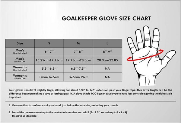 Nivia 897-L Web Goalkeeper Gloves_HAND SIZE CHART