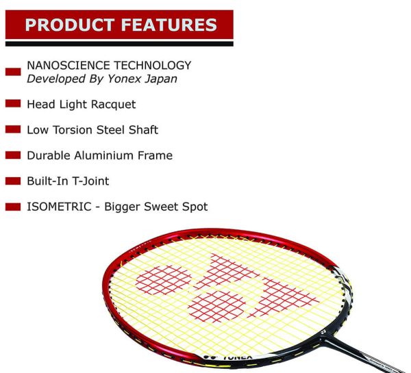 Yonex Nanoray 6000I G4-U Badminton Racquet_BlackRed 2