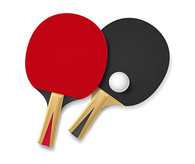 table tennis racket & ball