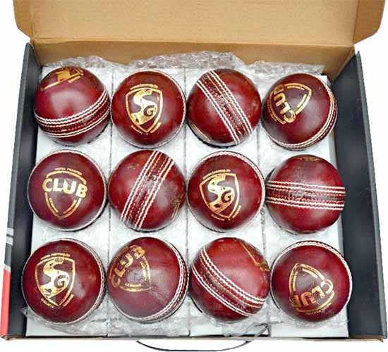 SG CLUB Leather Cricket Ball Pack of 2 Red 