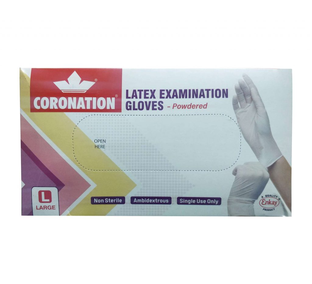 Coronation Latex Examination Gloves Latex Gloves 100 Pieces by