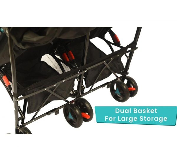 R for Rabbit Ginny & Johnny Twin Stroller_BlueBlack 4