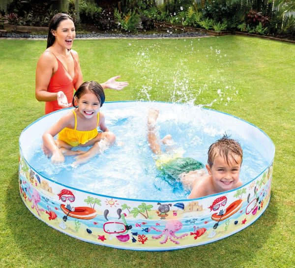 Paddling Pool Rigid Wall Snapset Kids Childrens Swimming Play Garden 48 x 10
