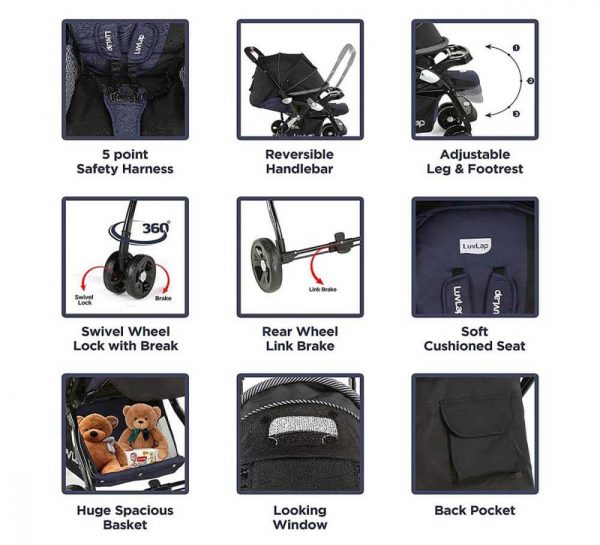 LuvLap Galaxy Baby Stroller_Black3