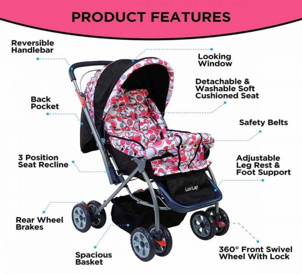 LuvLap Starshine Baby Stroller Pink&Black_cover1