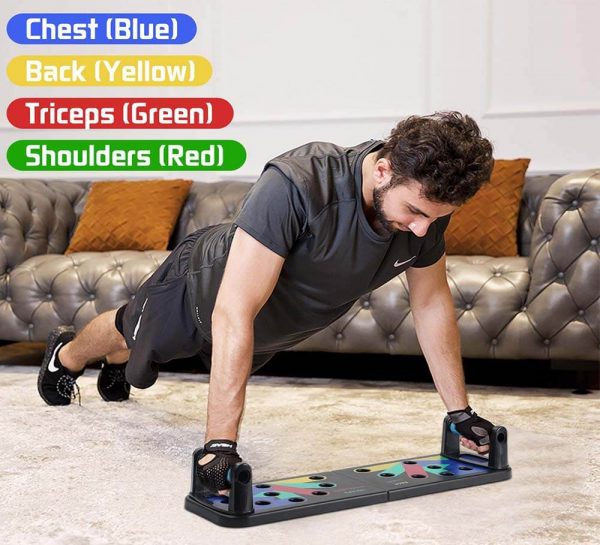 Workout Equipment set Pefect for Men Women Home Gym Strength Training Equipment Push up Board Color Coded with Push up Handles for Floor 