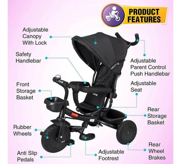 LuvLap Galaxy Baby Tricycle_Black1