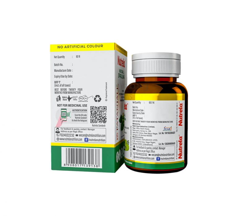 Patanjali Nutrela Natural Spirulina Tablet 60 Tabs Big Value Shop